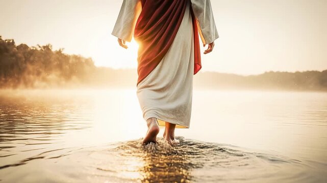 Jesus Christ walks on water. A question of faith.