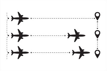 Airline trajectory symbol set for itineraries, maps, and aviation design