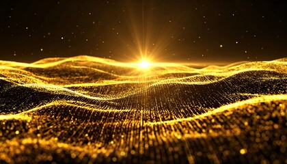 Abstract golden wave with bright light shining