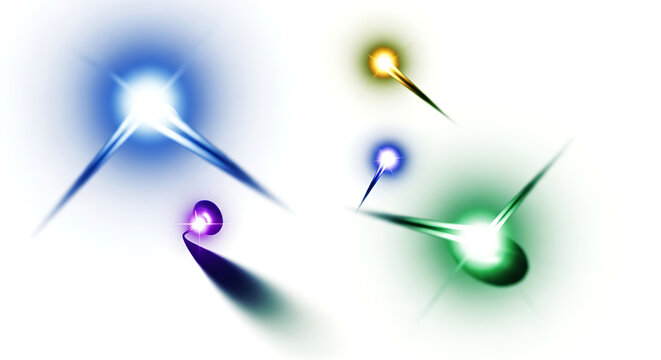 Abstract colorful light streaks emanating from glowing orbs on a white plain surface view from above ai generated - Powered by Adobe