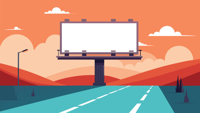 Vibrant sunset landscape with expansive billboard beside highway offers perfect advertising opportunity for impactful campaigns