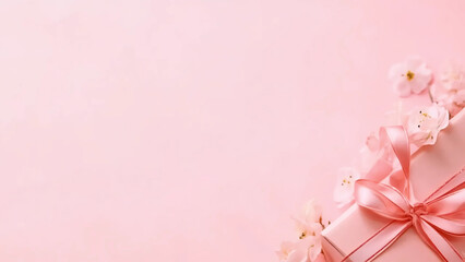 Beautiful Gift Box with Pink Ribbon, Charming Pink Gift with Floral Touch, Thoughtful Present Wrapped in Pink Ribbon