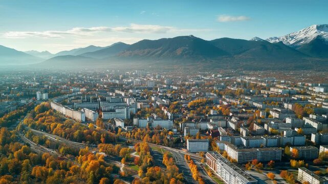 Bird s eye view of downtown Karlsruhe showcasing urban layout and natural surroundings during autumn, Aerial view of the downtown city Karlsruhe in Germany, Baden-Wrttemberg on a sunny autumn day