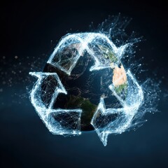 Recycling: A digital rendering of the Earth within a recycling symbol.