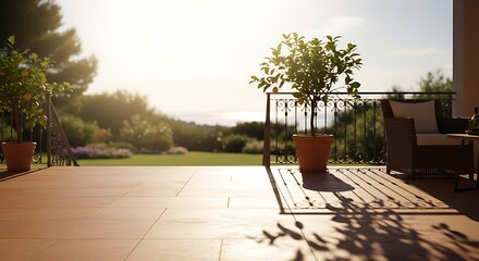 Inviting terrace view with lemon trees, a tranquil outdoor haven