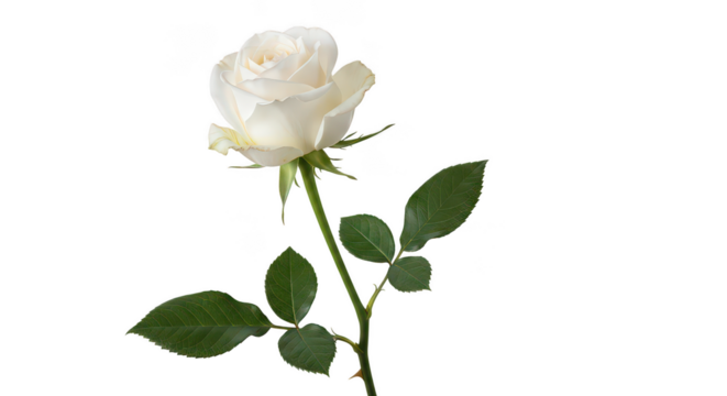Elegant White Rose Bloom Isolated On Black Background