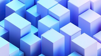 Obraz premium Abstract blue cubes background with isometric rendering and blue white gradient color for technology concept