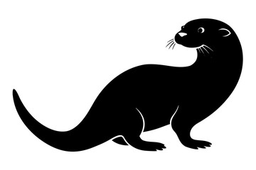 Otter silhouette vector, Black otter black symbol

