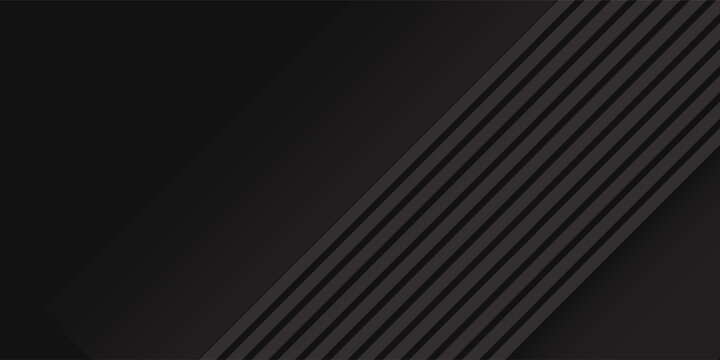 Black abstract background design. Modern wavy line pattern (guilloche curves) in monochrome colors. Premium stripe texture for banner, business backdrop. Dark horizontal
