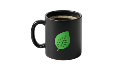 Single hot coffee mug, isolated black drink object