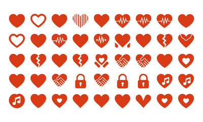 Charity and Healthcare Heart Icon Set Vector Pack illustration, easily editable.