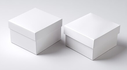 Fototapeta premium Two blank, white square gift boxes