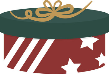 Christmas Round Gift Box &ndash; Red Star Pattern Holiday Present