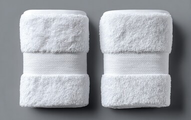 Two folded white bath towels