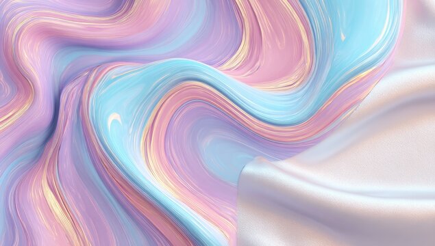 Pastel waves of swirling colors and silky textures, soft dreamy aesthetic