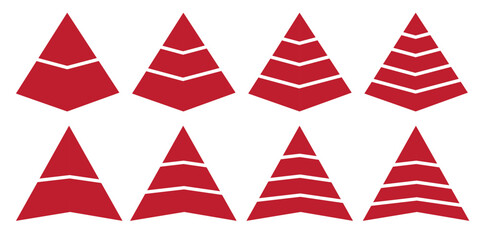 Pyramid infographic set. Colorful vector triangle diagram, triangular pyramid infographics, designed for business presentations, charts, educational materials. pyramid diagrams with ascending levels