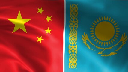 High detailed National flag of China and Kazakhstan waving. Realistic Slow Motion Animation. 4K Loop Motion Graphics
- Powered by Adobe
