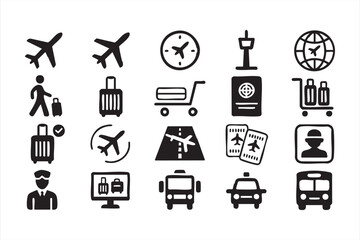 Travel and airport vector pack for global navigation, airline systems, and tourism design