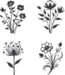 set of floral elements