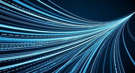 Fototapeta premium Abstract flowing lines in shades of blue representing digital technology