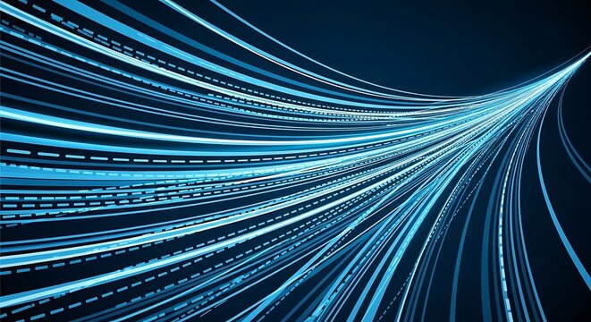 Abstract flowing lines in shades of blue representing digital technology