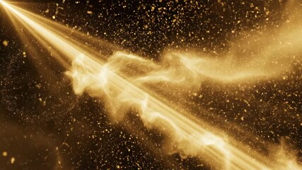 Golden light stream with sparkling dust particles creates a magical cosmic phenomenon - Powered by Adobe