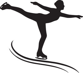 Fototapeta premium Elegant Silhouette of a Figure Skater Performing a Graceful Pose on Ice