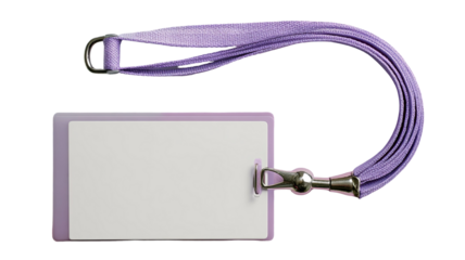 medical ID badges with purple stripes isolated on white background