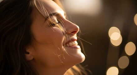young woman looking at sun