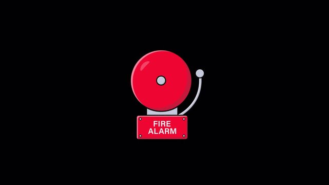Animated Red Fire Alarm Bell. Emergency Concept Video - Transparent