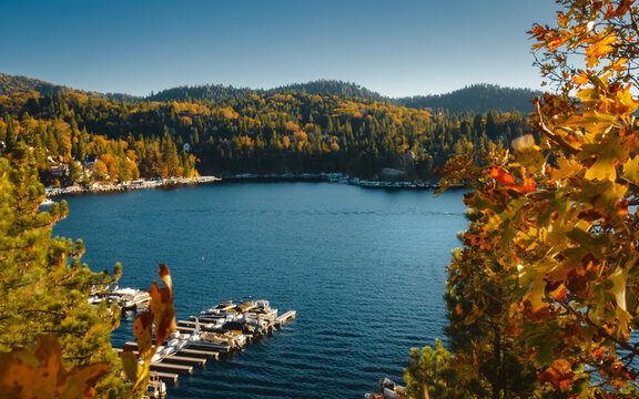 lake arrowhead in Fall, blue tone