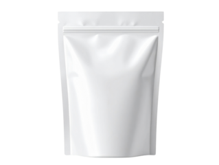 Matte Sealed Snack Pouch Standing Upright, Minimal Neutral Background, Front View Mockup