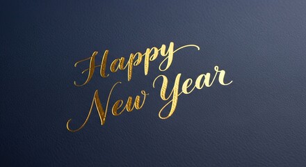 Elegant Golden Happy New Year Greeting on Textured Dark Blue Background