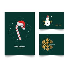 Merry Christmas and Happy New Year. Set of greeting cards, posters, flyers, brochure design. Christmas tree, snowflakes and stars, 