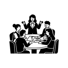 Diverse group of professionals collaborating around a table.