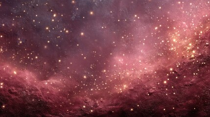 Obraz premium A cosmic scene featuring a blend of pink hues, stars, and a textured background, evoking the beauty and mystery of outer space, golden Christmas background