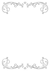 ヴィンテージ風のシンプルなハートフレーム　モノクロ