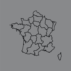 France map with regions vector illustration