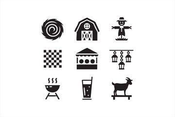 Traditional rural lifestyle silhouettes for farm events and outdoor markets