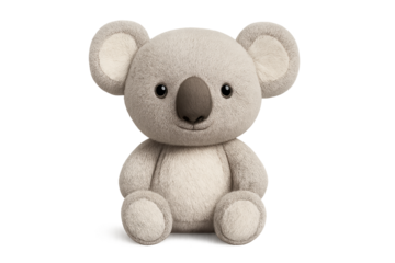 Soft gray plush koala bear stuffed toy with round ears and friendly face