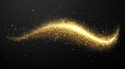 A Swirling Trail of Golden Glittering Particles on a Dark Background