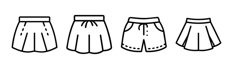 Collection of skirt styles and skort designs for fashion inspiration and apparel graphics