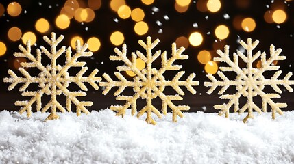 Winter pastel scene with drifting snowflakes illuminated by cozy sunlight tones