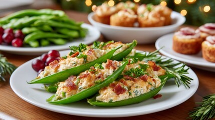 Bacon and cream cheese stuffed sugar snap peas