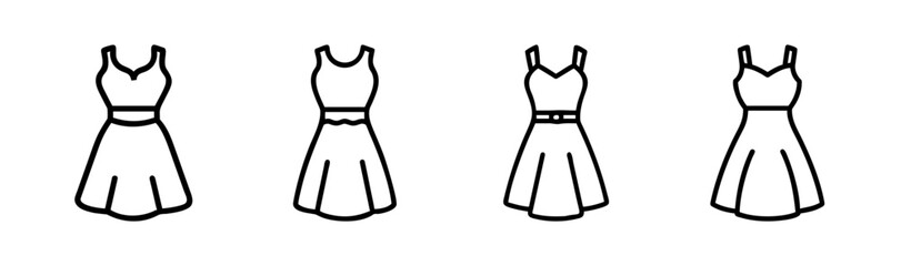 Simple line art midi dresses featuring a-line skirts and spaghetti straps set