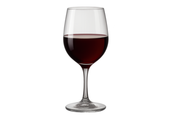 Stemmed wine glass filled with red wine
