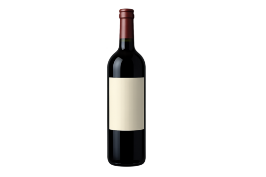 Dark wine bottle features plain beige label