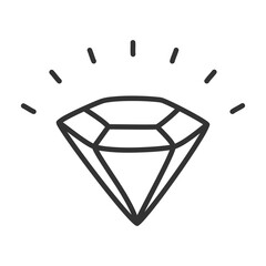 Outline diamond doodle icon shape isolated flat style design.
