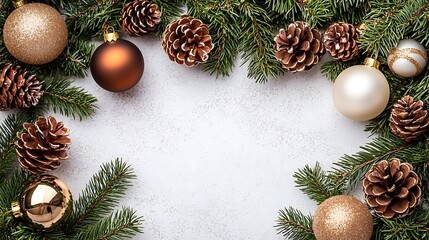 Refined holiday layout combining soft gold reflections and white background for elegant seasonal tone