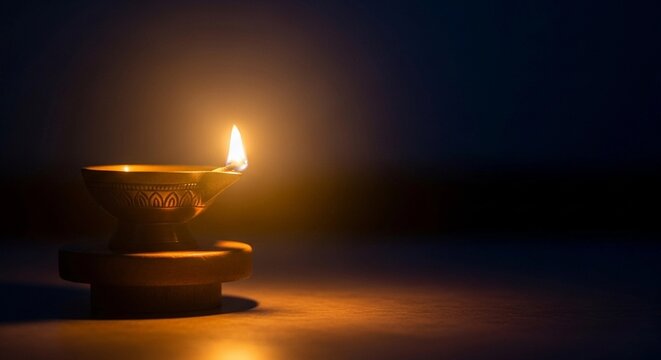 burning candle in the dark - Powered by Adobe